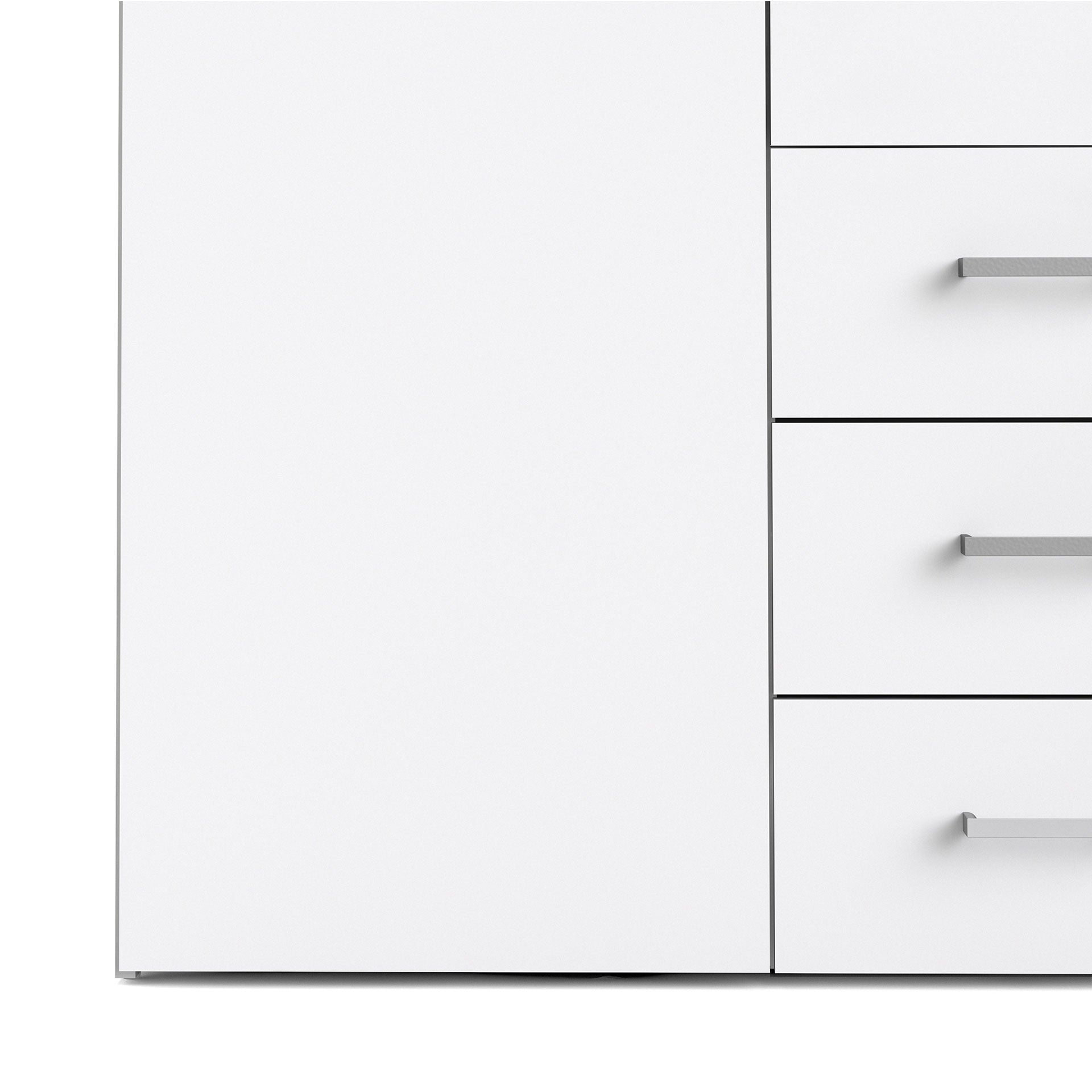 Space Wardrobe 4 Doors 3 Drawers in White 2000