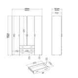 Space Wardrobe 4 Doors 3 Drawers in Oak 2000