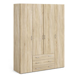 Space Wardrobe 4 Doors 3 Drawers in Oak 2000