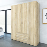 Space Wardrobe 4 Doors 3 Drawers in Oak 2000