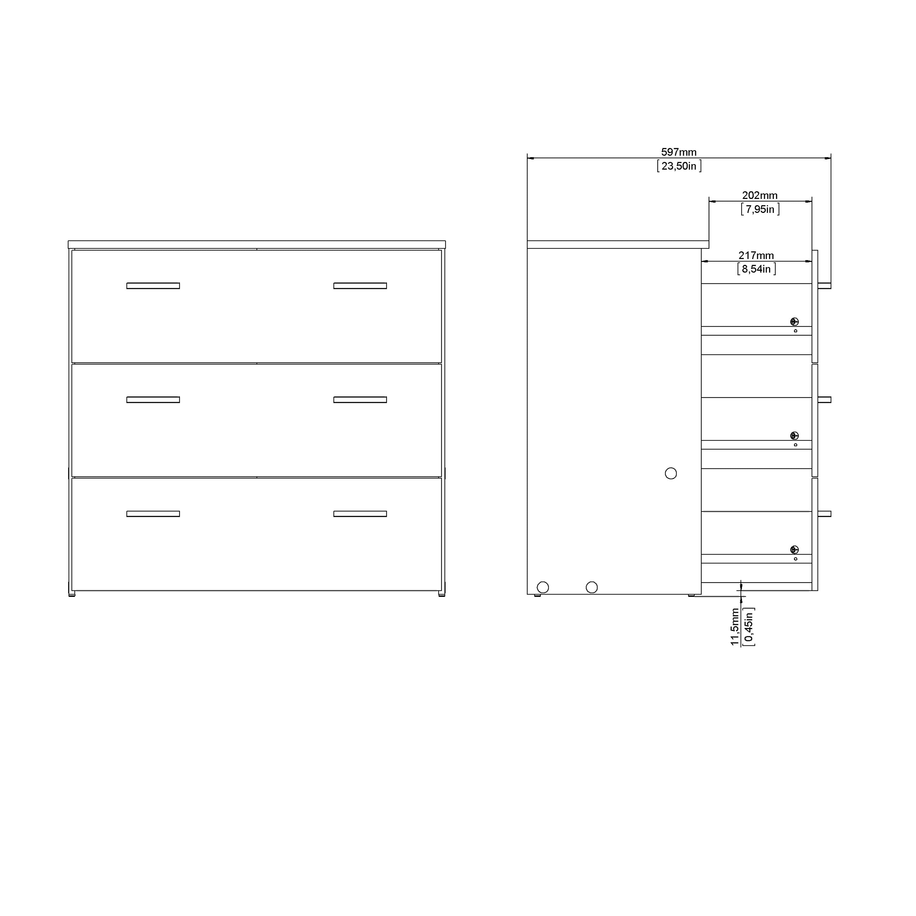 Space Chest of 3 Drawers in White