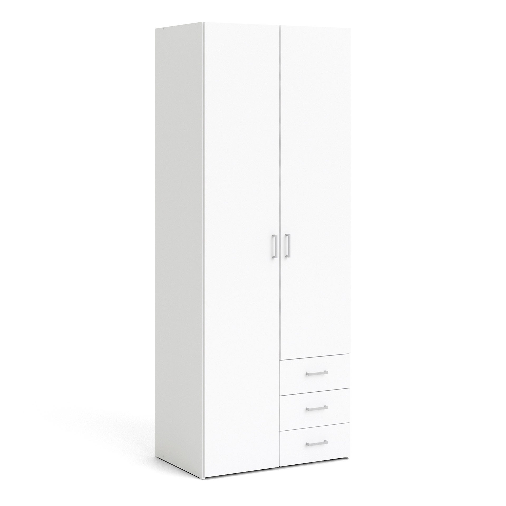 Space Wardrobe 2 Doors 3 Drawers in White 2000