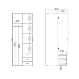 Space Wardrobe 2 Doors 3 Drawers in White 2000