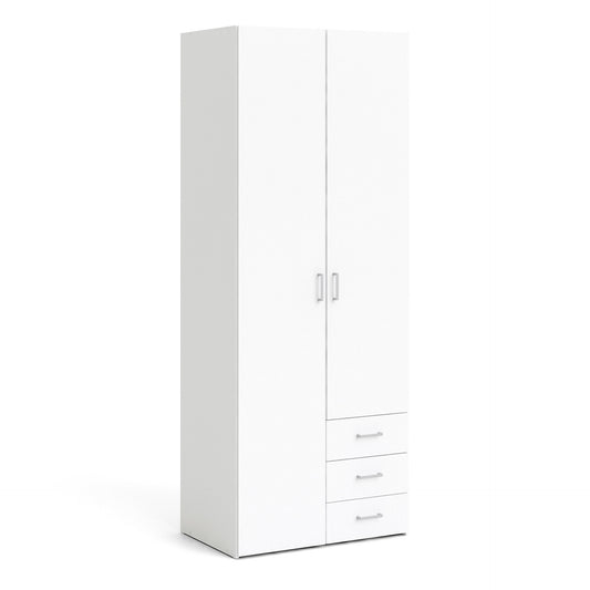 Space Wardrobe 2 Doors 3 Drawers in White 2000