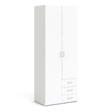 Space Wardrobe 2 Doors 3 Drawers in White 2000