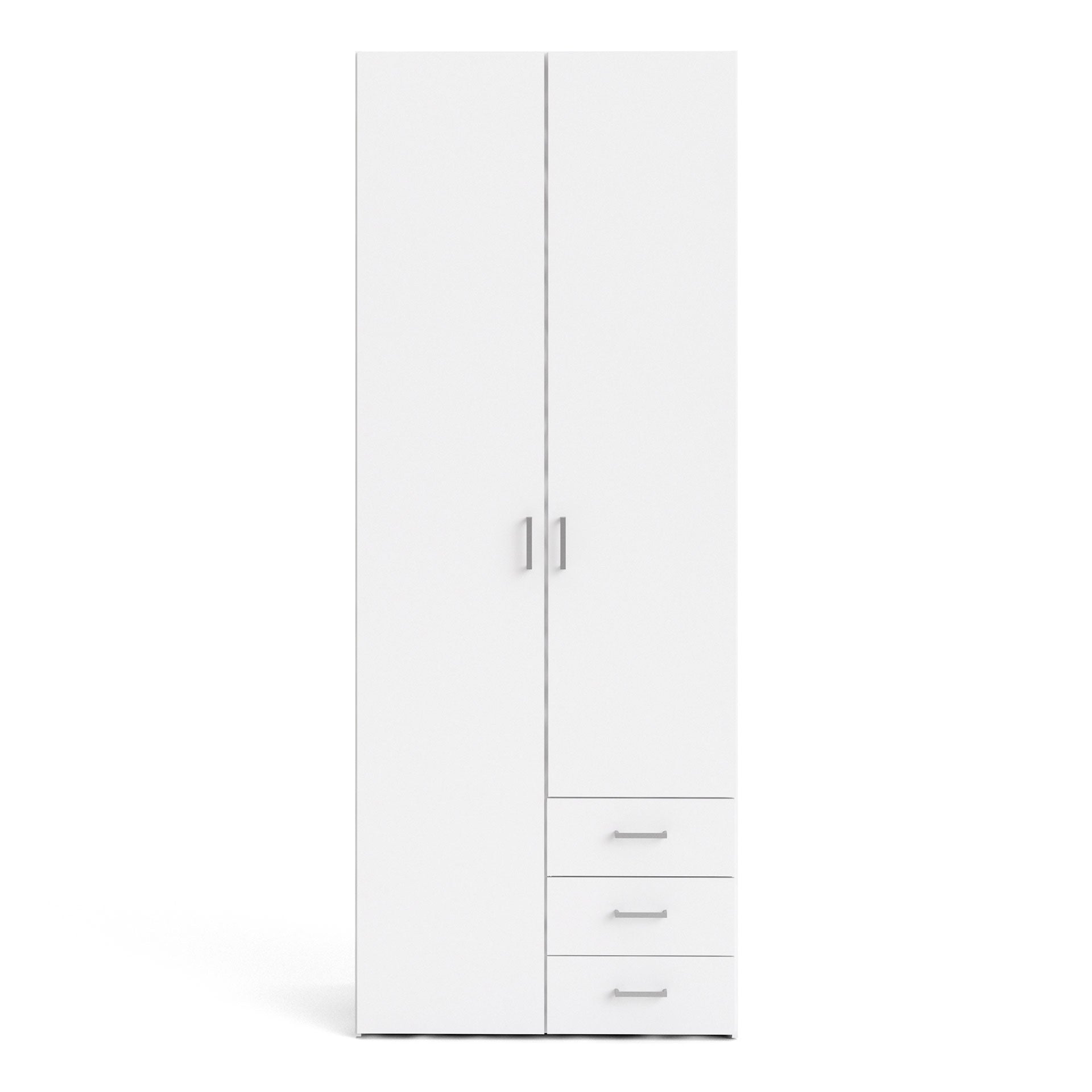 Space Wardrobe 2 Doors 3 Drawers in White 2000