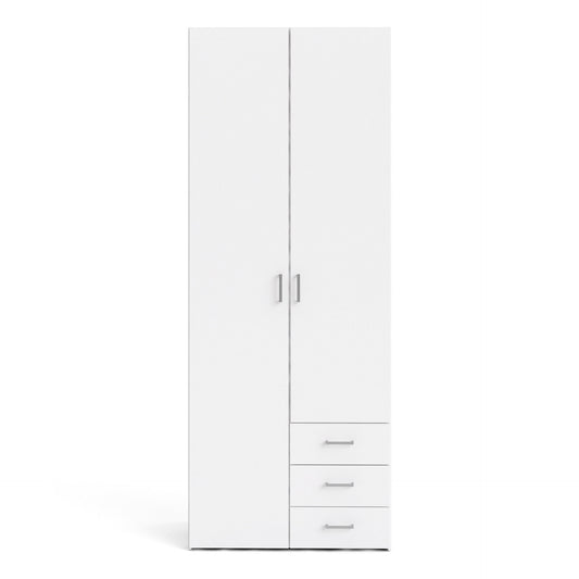 Space Wardrobe 2 Doors 3 Drawers in White 2000