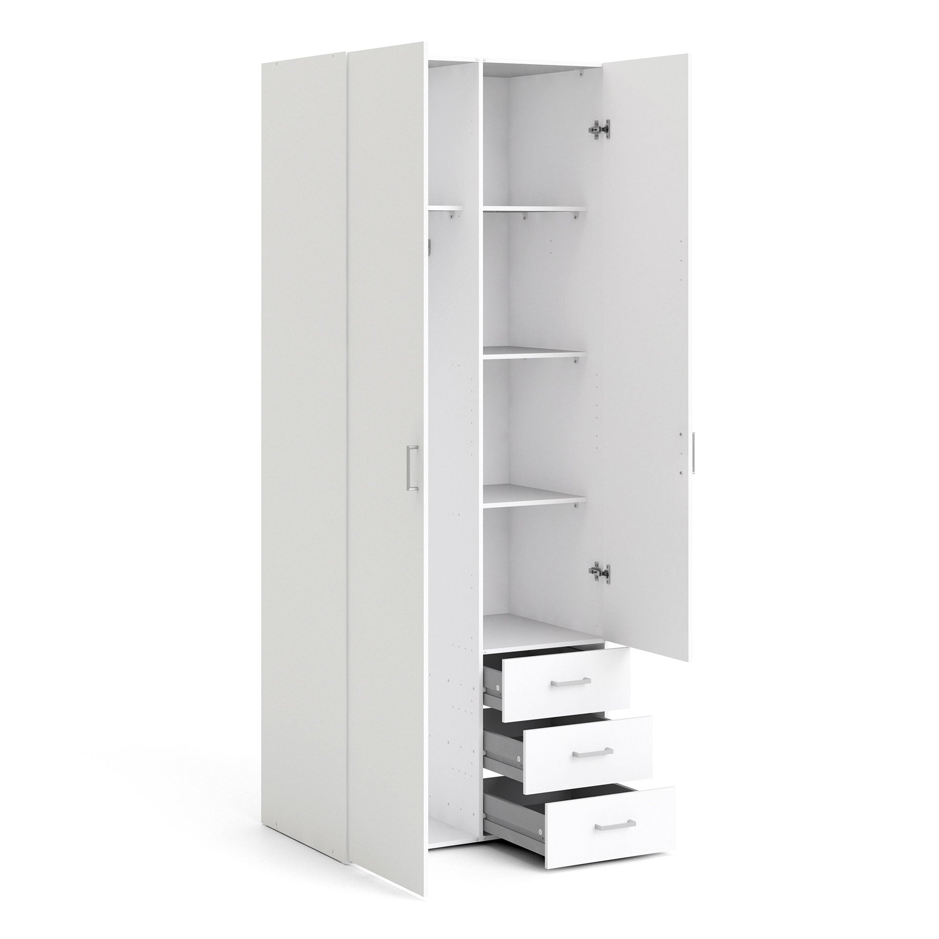 Space Wardrobe 2 Doors 3 Drawers in White 2000