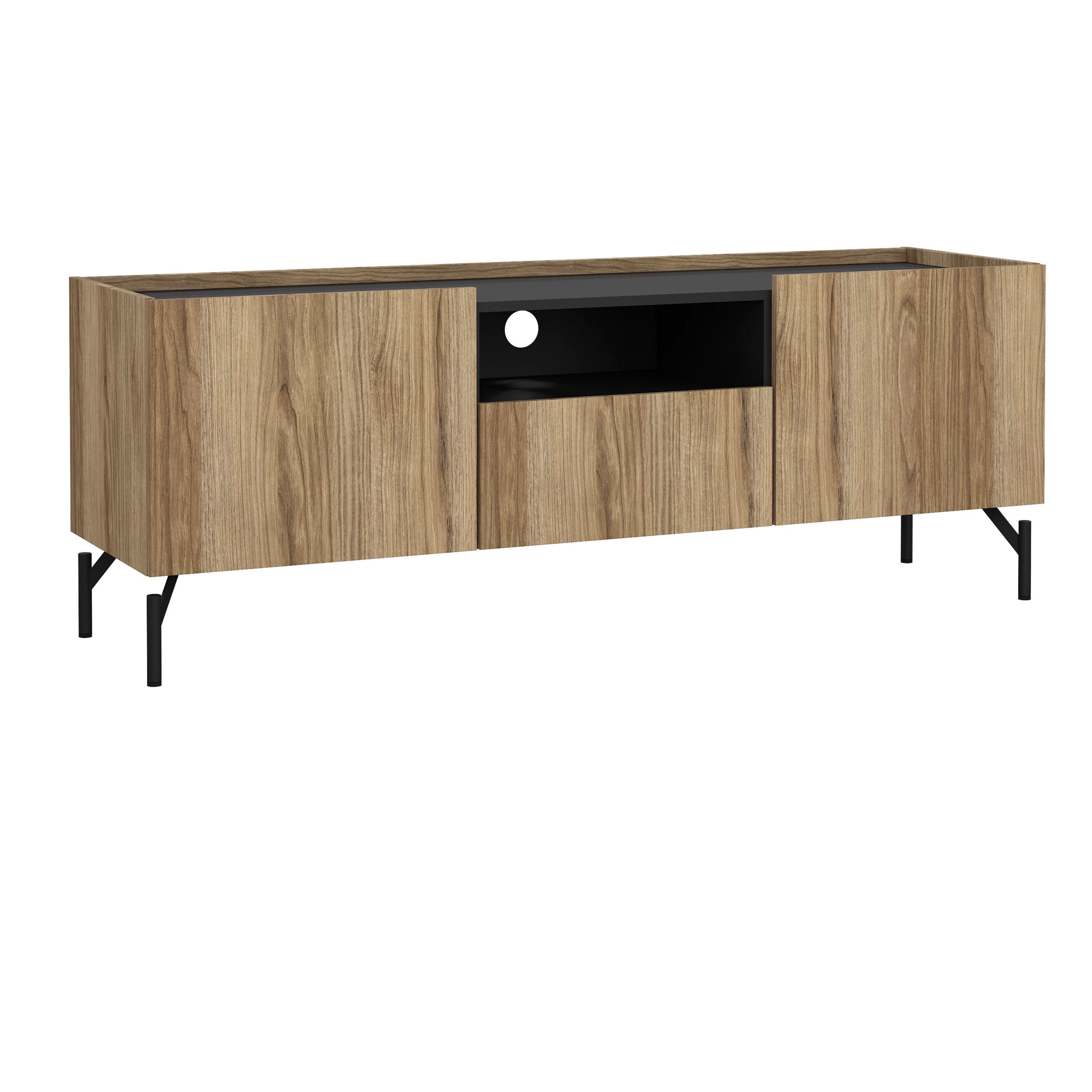 Kendall TV-Unit with 2 Doors + 1 Drawer Oak and Black