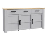 Bohol 3 Door 3 Drawer Sideboard in Riviera Oak/Grey
