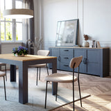 Bohol Large Sideboard 3 Door 3 Drawer in Riviera Oak/Navy
