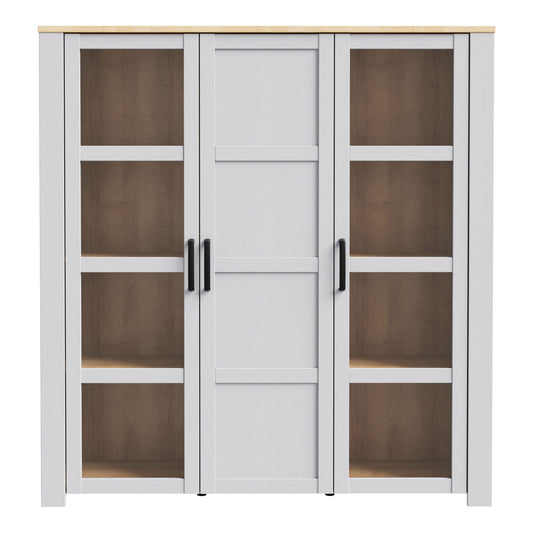 Bohol 3 Door Large Display Cabinet in Riviera Oak/Grey Oak