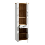 Bohol 2 Door 1 Drawer Narrow Display Cabinet in Riviera Oak/White