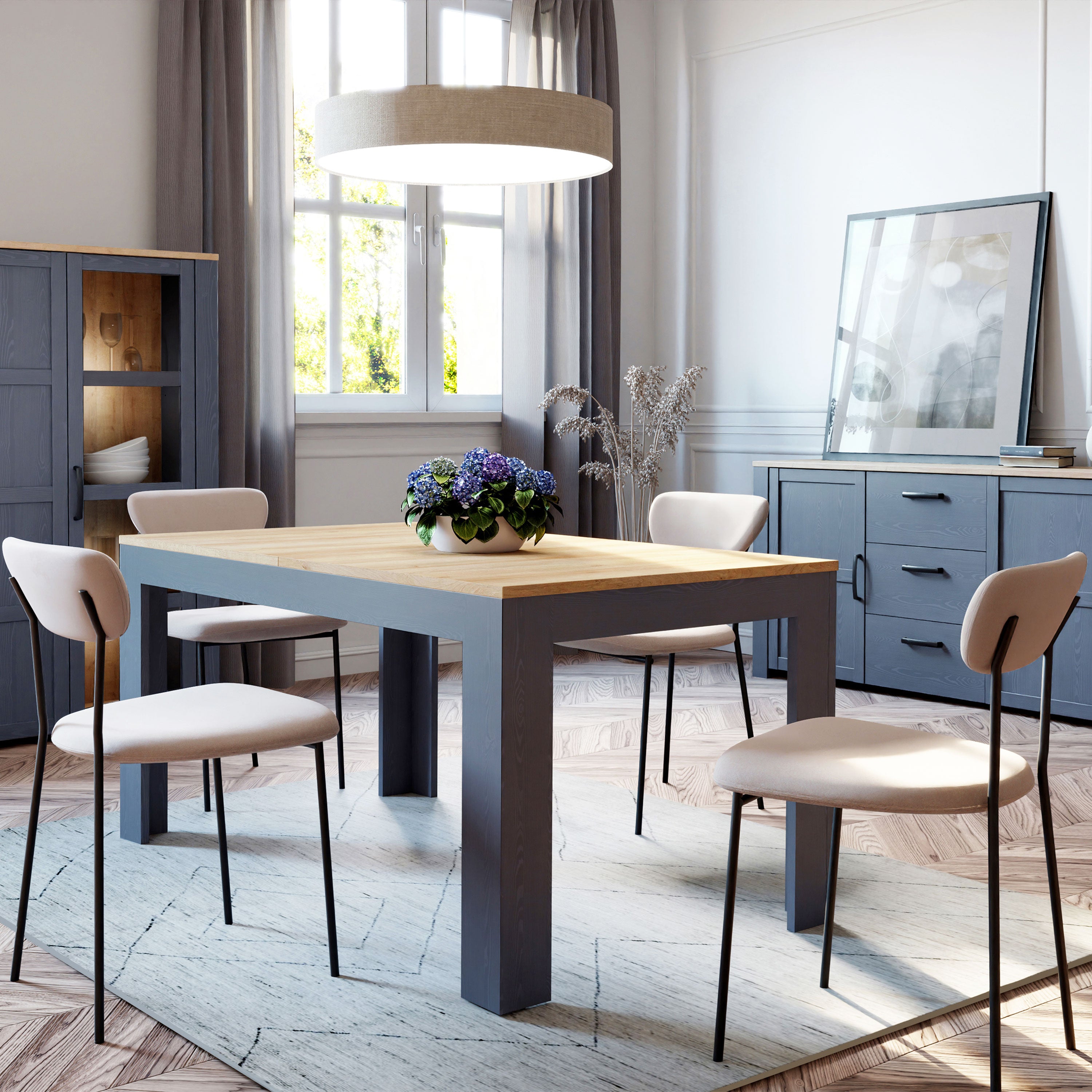 Bohol Extending Dining Table 160-207cm in Riviera Oak/Navy