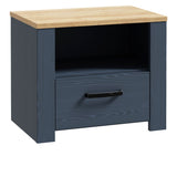 Bohol Bedside Table in Navy/Riviera Oak