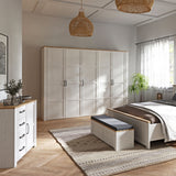 Bohol Chest of 4 Drawers with 1 Door in White/Riviera Oak
