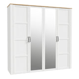 Bohol 2 Door 2 Mirrored Door Wardrobe in White/Riviera Oak