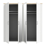 Bohol 2 Door 2 Mirrored Door Wardrobe in White/Riviera Oak