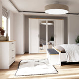 Bohol 2 Door 2 Mirrored Door Wardrobe in White/Riviera Oak