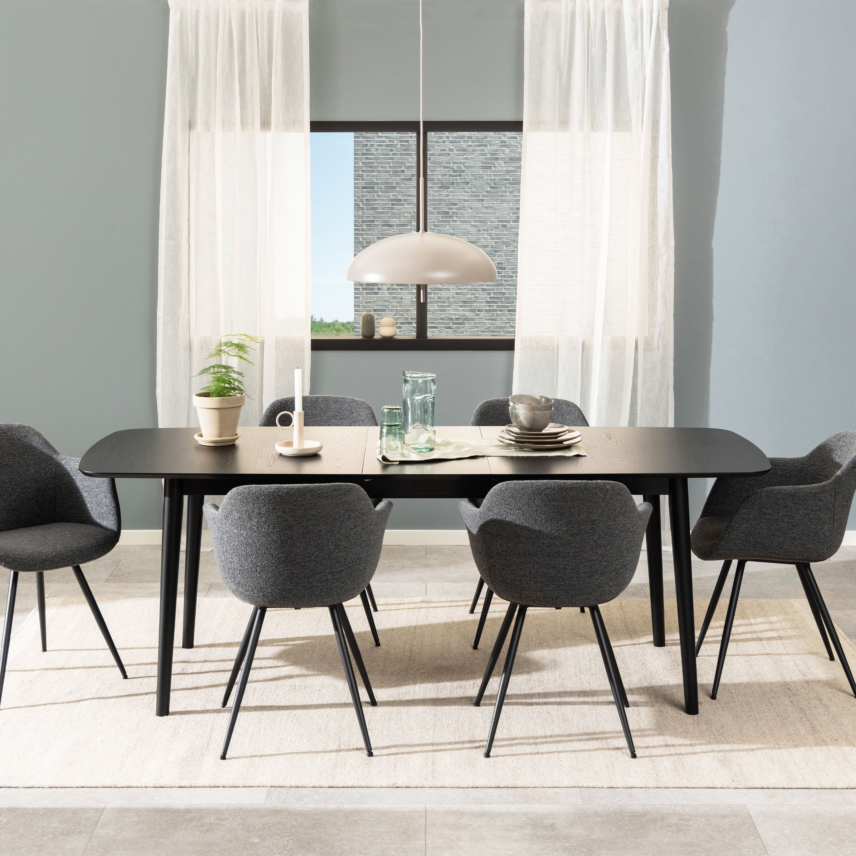 Montreux Rectangular Extending Dining Table in Black 180-219 cm