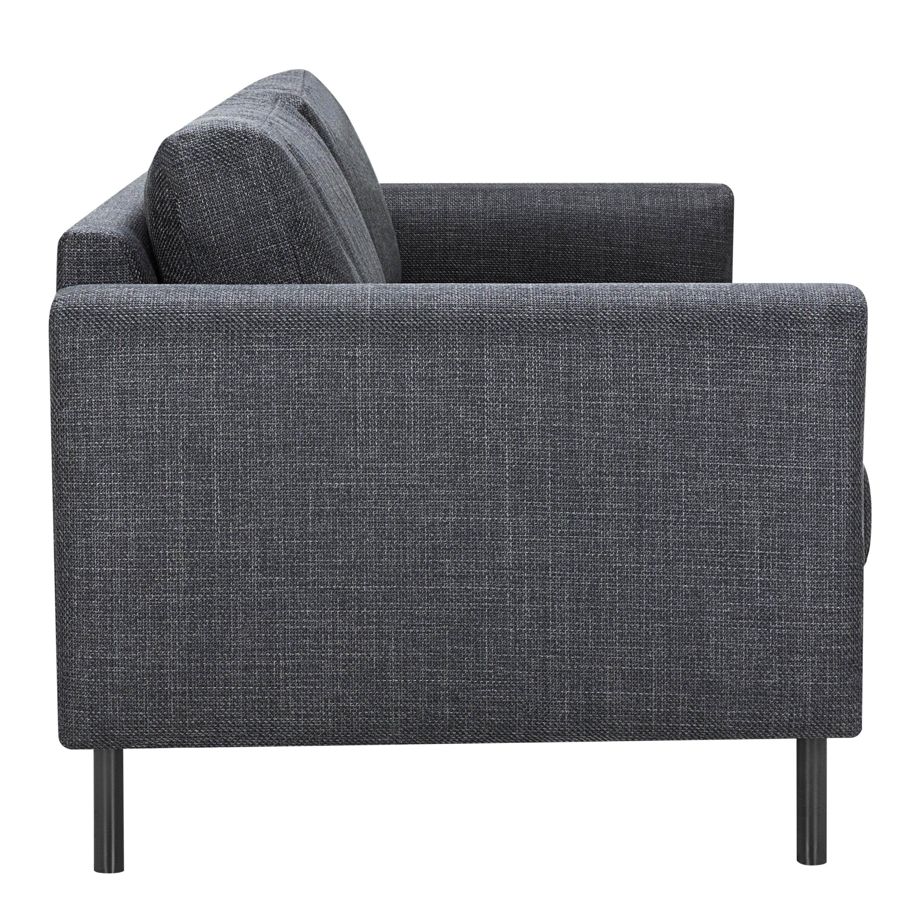Omaha 3 Seater Sofa in Basel Dark Grey 19 Fabric, Base Matt Black Steel