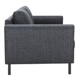 Omaha 3 Seater Sofa in Basel Dark Grey 19 Fabric, Base Matt Black Steel