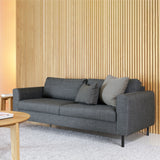 Omaha 3 Seater Sofa in Basel Dark Grey 19 Fabric, Base Matt Black Steel