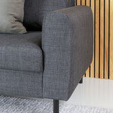 Omaha 3 Seater Sofa in Basel Dark Grey 19 Fabric, Base Matt Black Steel