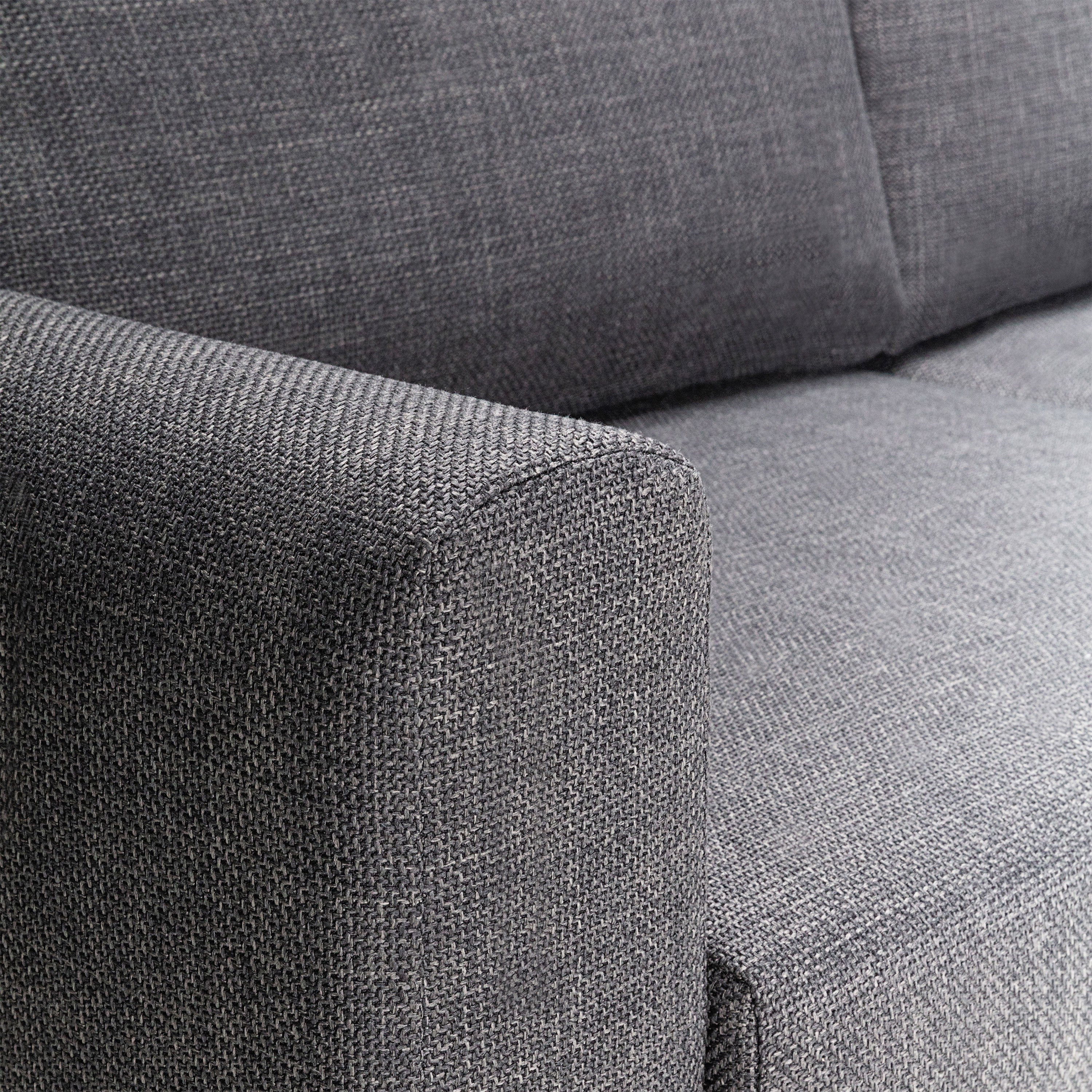 Omaha 2 Seater Sofa in Basel Dark Grey 19 Fabric, Base Matt Black Steel