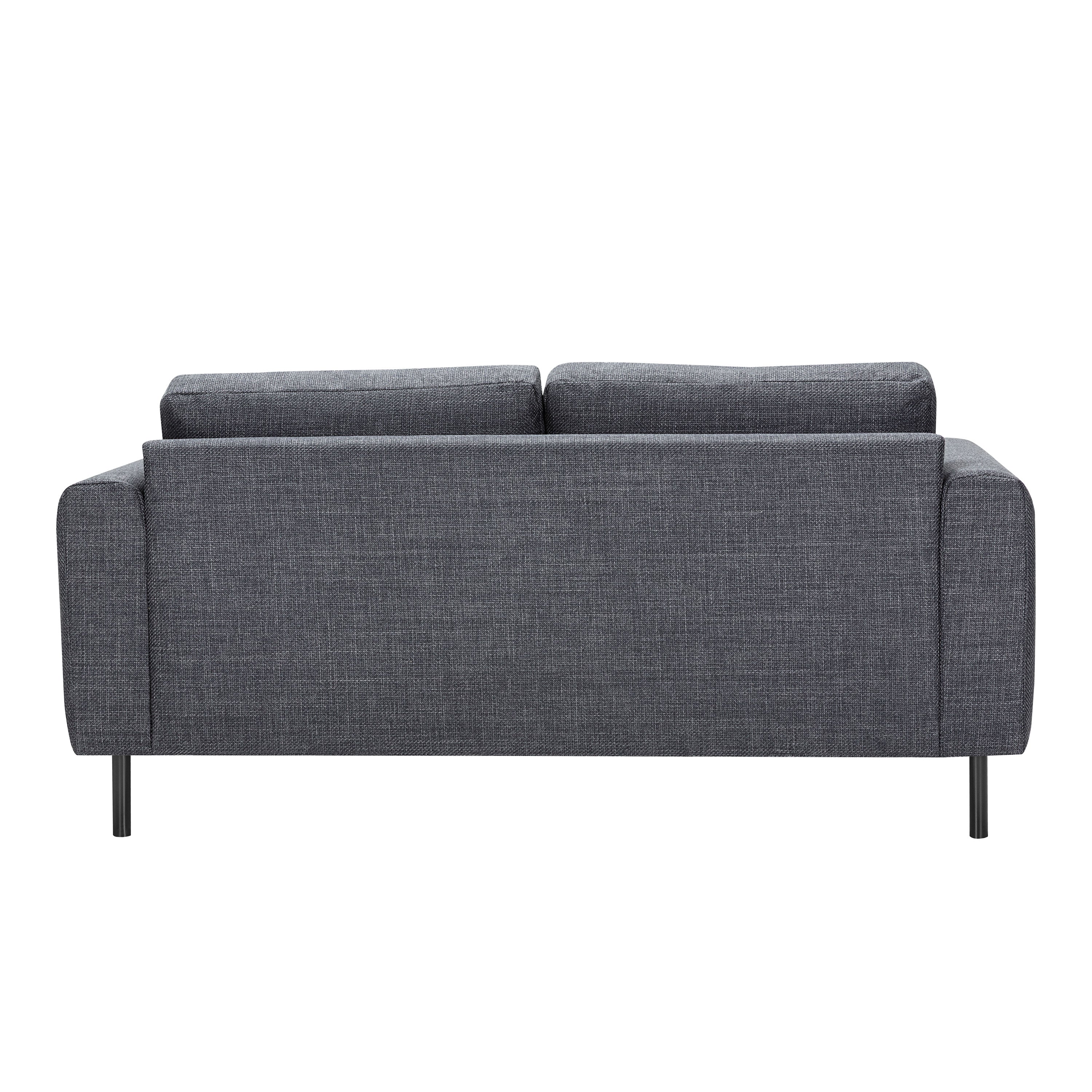 Omaha 2 Seater Sofa in Basel Dark Grey 19 Fabric, Base Matt Black Steel