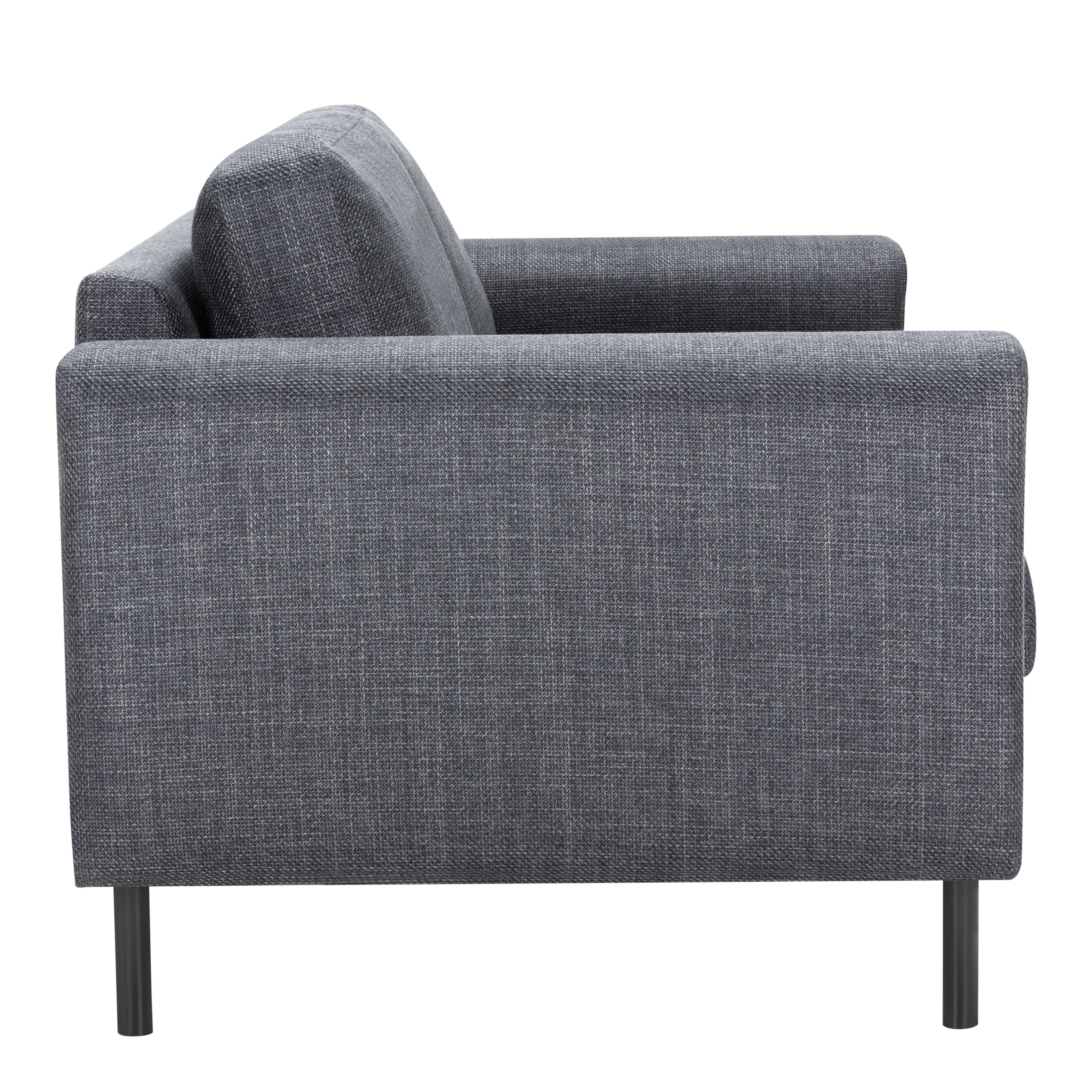 Omaha 2 Seater Sofa in Basel Dark Grey 19 Fabric, Base Matt Black Steel