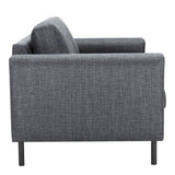 Omaha 2 Seater Sofa in Basel Dark Grey 19 Fabric, Base Matt Black Steel