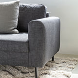 Omaha 2 Seater Sofa in Basel Dark Grey 19 Fabric, Base Matt Black Steel