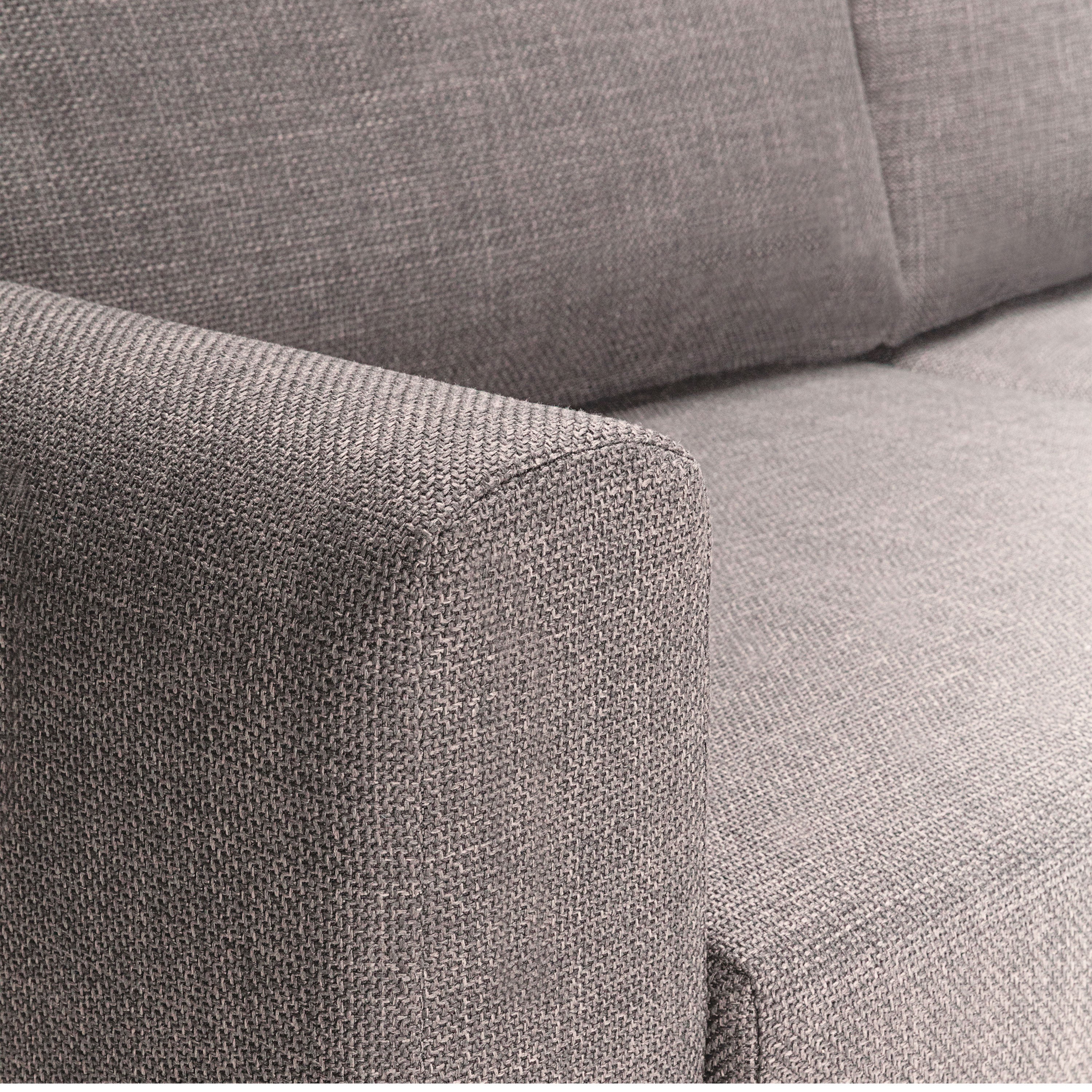 Omaha 2 Seater Sofa in Basel Light Grey Brown 34 Fabric, Base Matt Black Steel