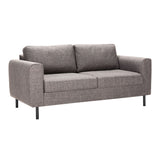 Omaha 2 Seater Sofa in Basel Light Grey Brown 34 Fabric, Base Matt Black Steel