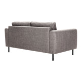 Omaha 2 Seater Sofa in Basel Light Grey Brown 34 Fabric, Base Matt Black Steel