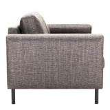 Omaha 2 Seater Sofa in Basel Light Grey Brown 34 Fabric, Base Matt Black Steel