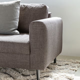 Omaha 2 Seater Sofa in Basel Light Grey Brown 34 Fabric, Base Matt Black Steel