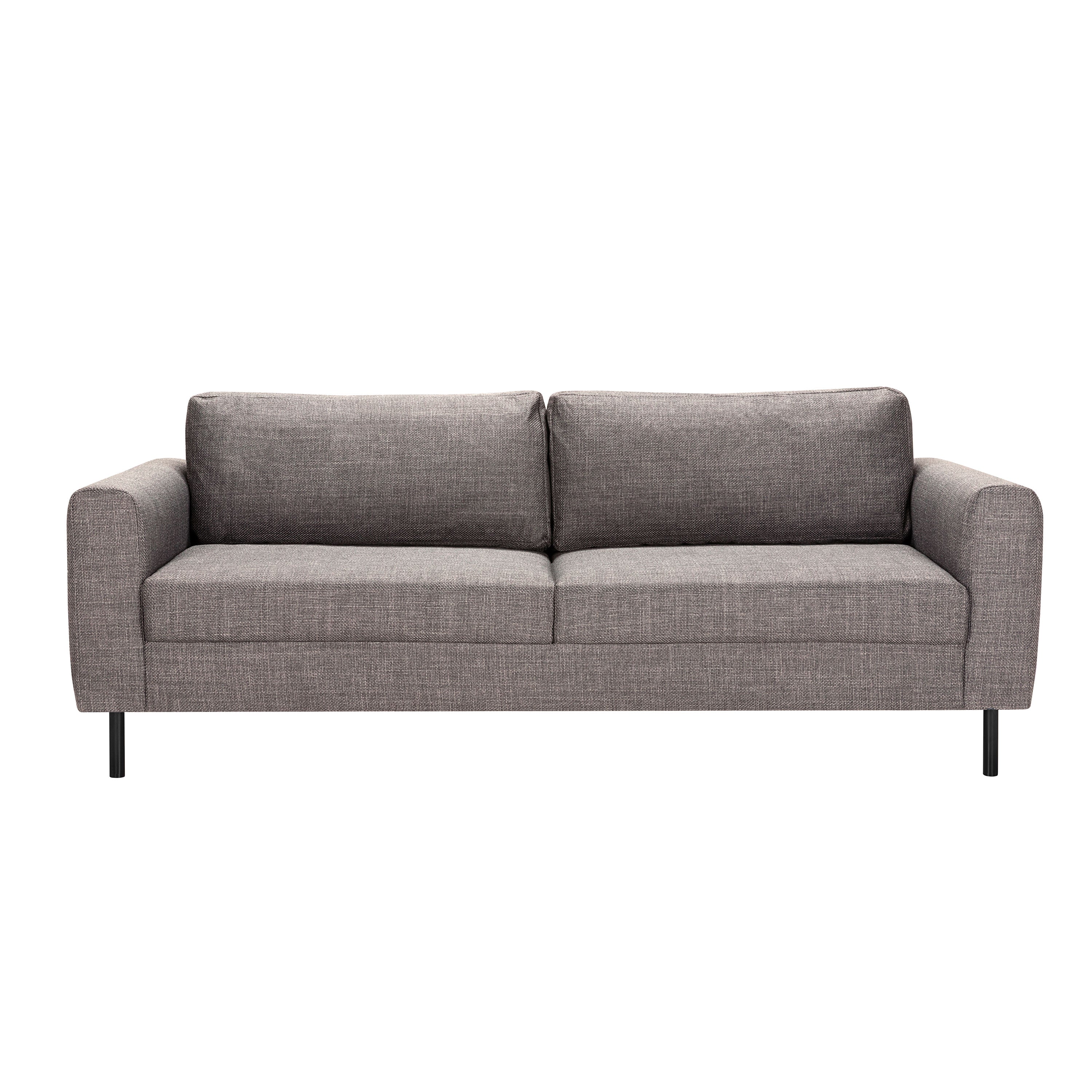 Omaha 3 Seater Sofa in Basel Light Grey Brown 34 Fabric, Base Matt Black Steel