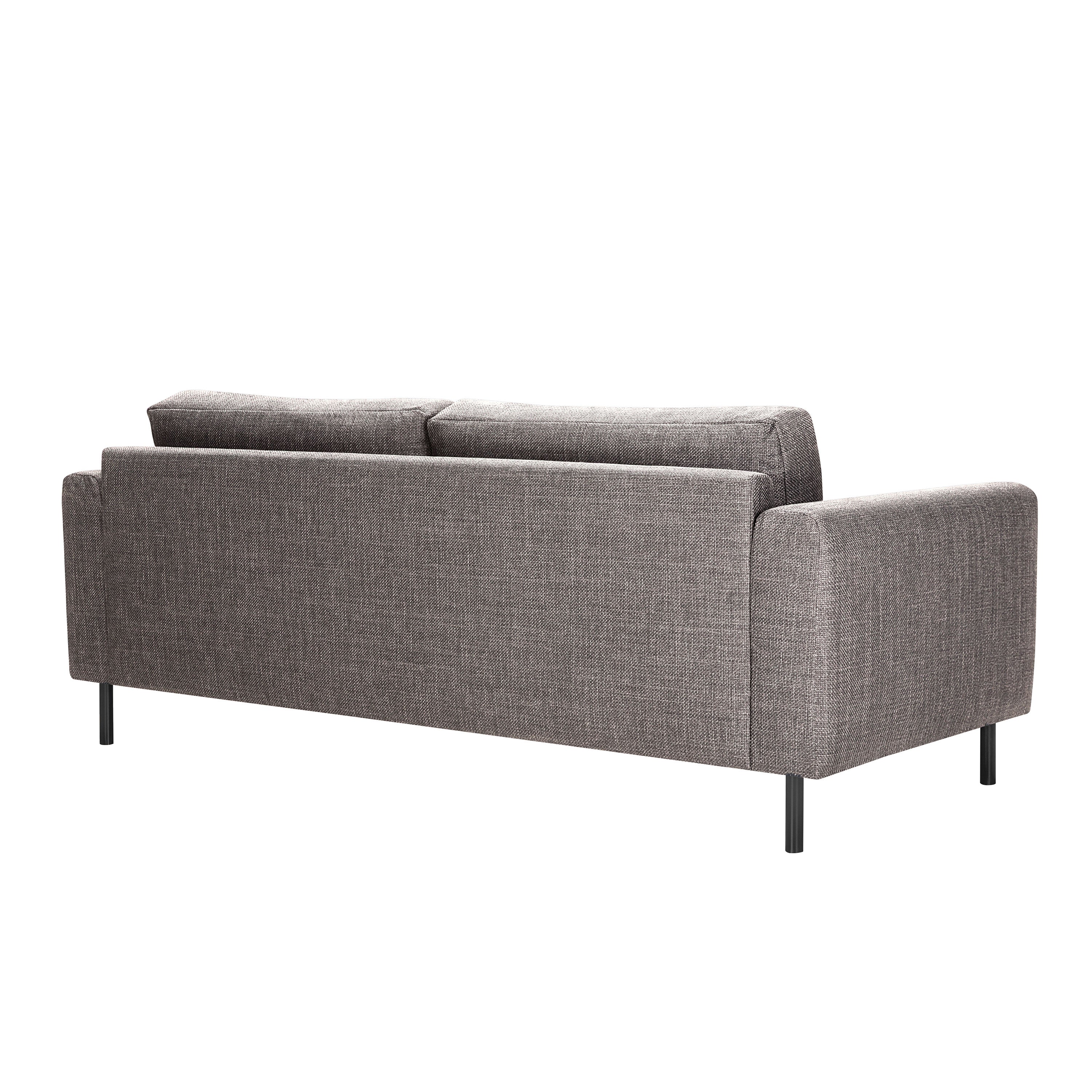 Omaha 3 Seater Sofa in Basel Light Grey Brown 34 Fabric, Base Matt Black Steel