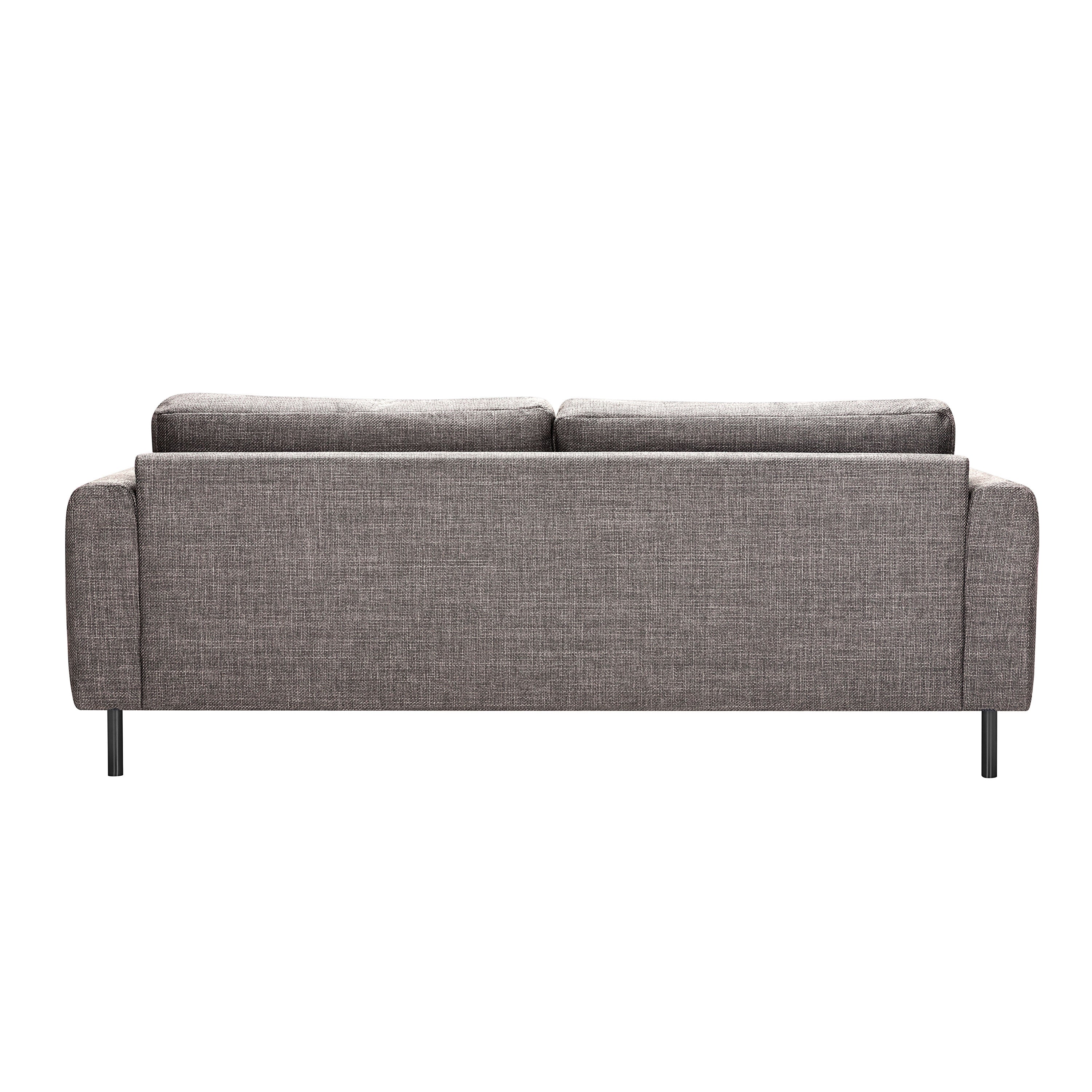 Omaha 3 Seater Sofa in Basel Light Grey Brown 34 Fabric, Base Matt Black Steel