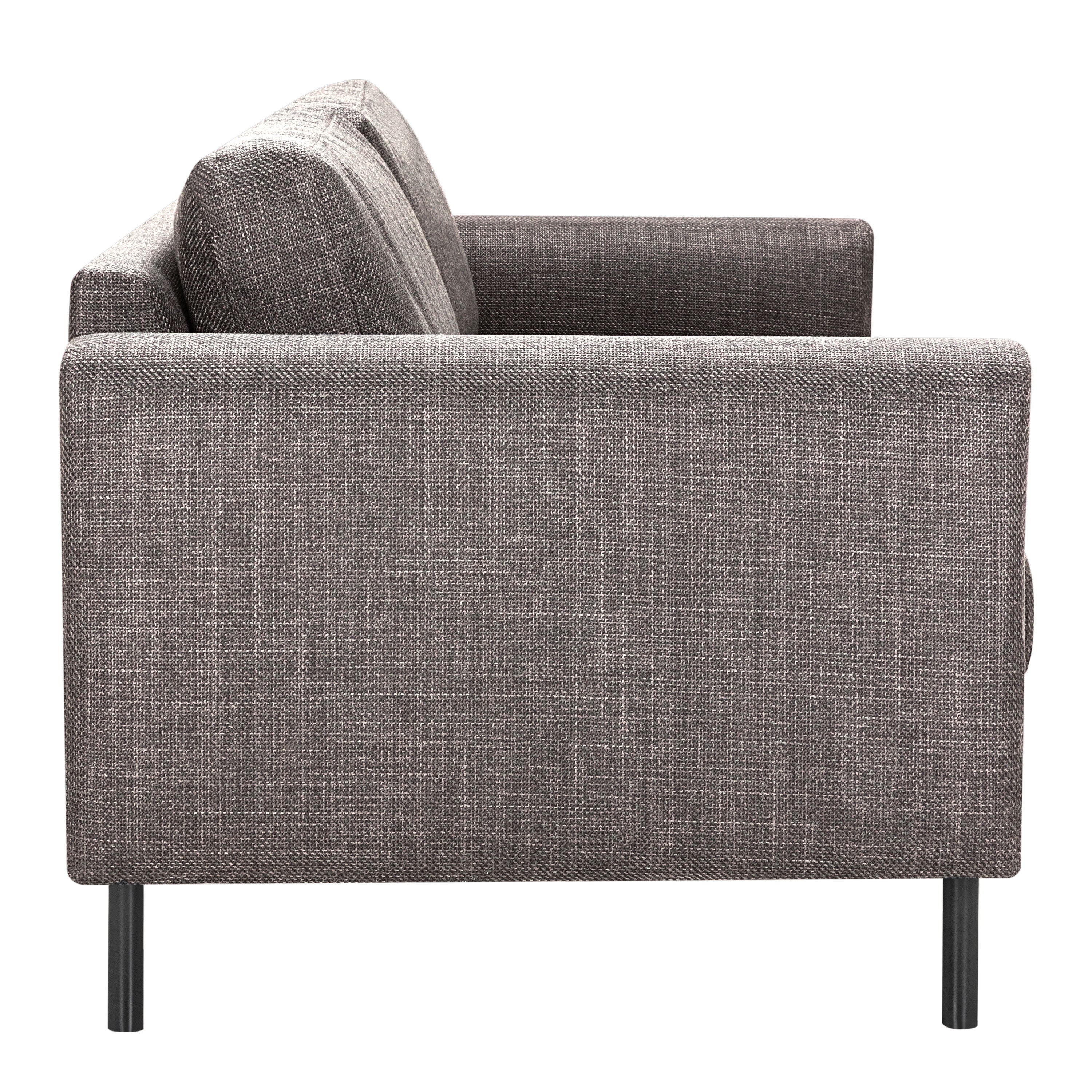 Omaha 3 Seater Sofa in Basel Light Grey Brown 34 Fabric, Base Matt Black Steel