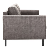 Omaha 3 Seater Sofa in Basel Light Grey Brown 34 Fabric, Base Matt Black Steel