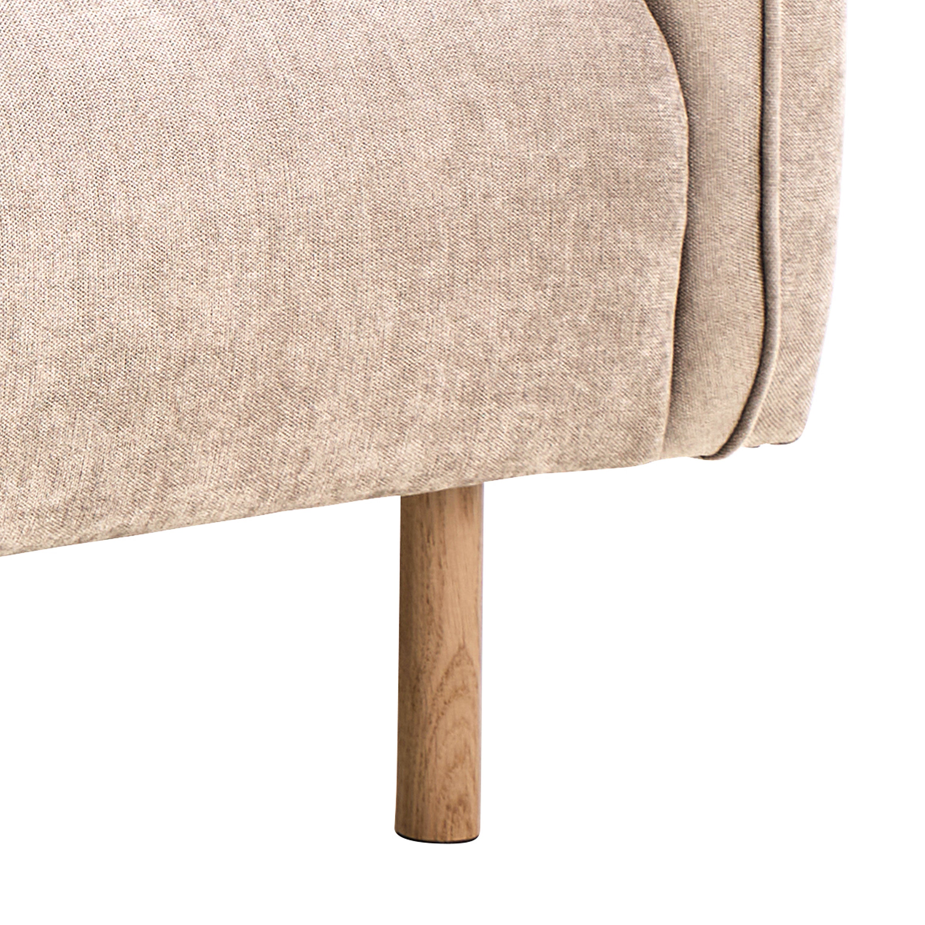 Westham 2 Seater Sofa in Fay Beige 05 Fabric, Base in Matt Oak