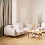 Westham 2 Seater Sofa in Fay Beige 05 Fabric, Base in Matt Oak