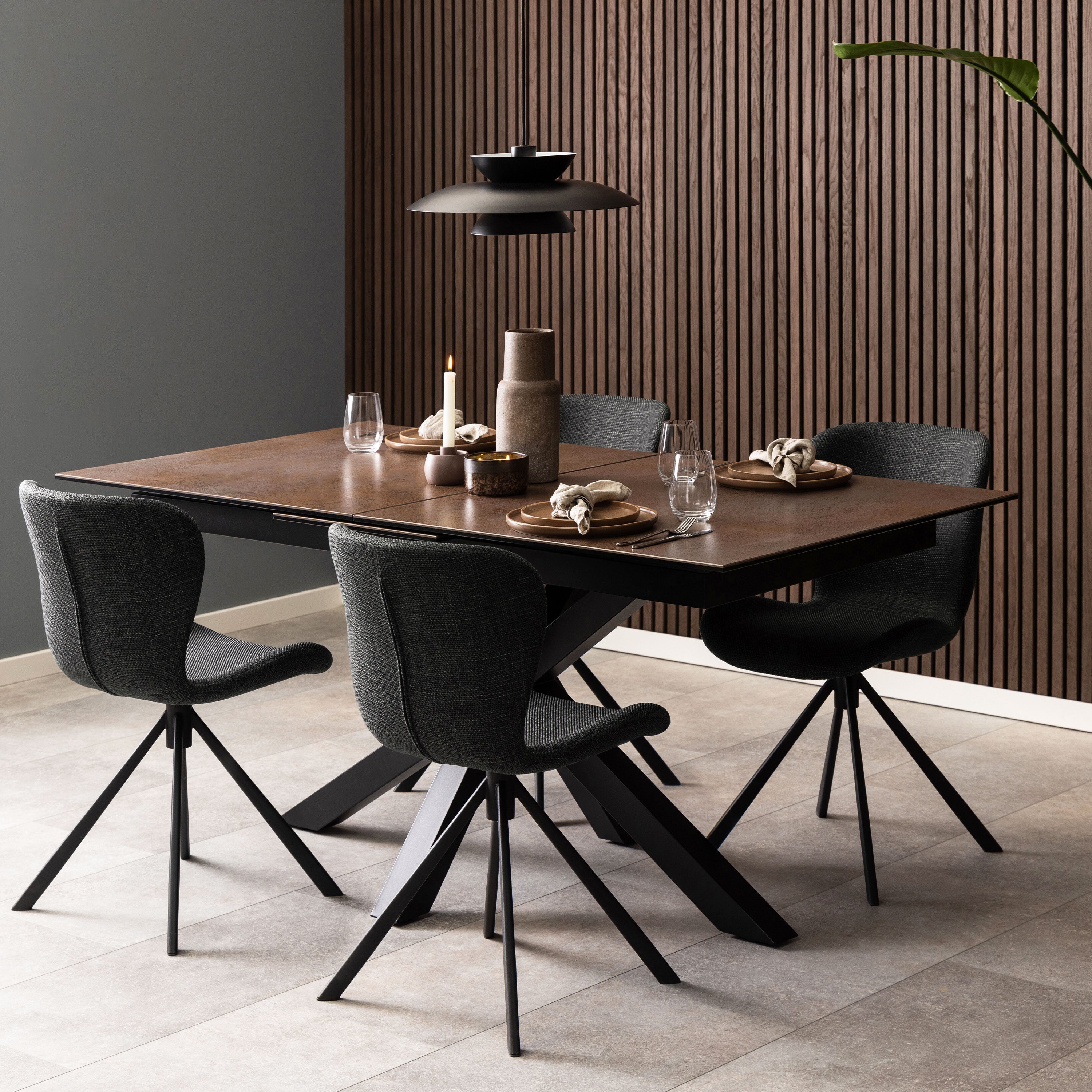 Heaven Extendable Dining Table with Ceramic Rusty Brown Top 168cm