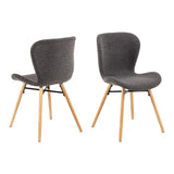 Batilda Dining Chairs with Grey Fabric and Oak Set of 2