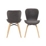 Batilda Dining Chairs with Grey Fabric and Oak Set of 2