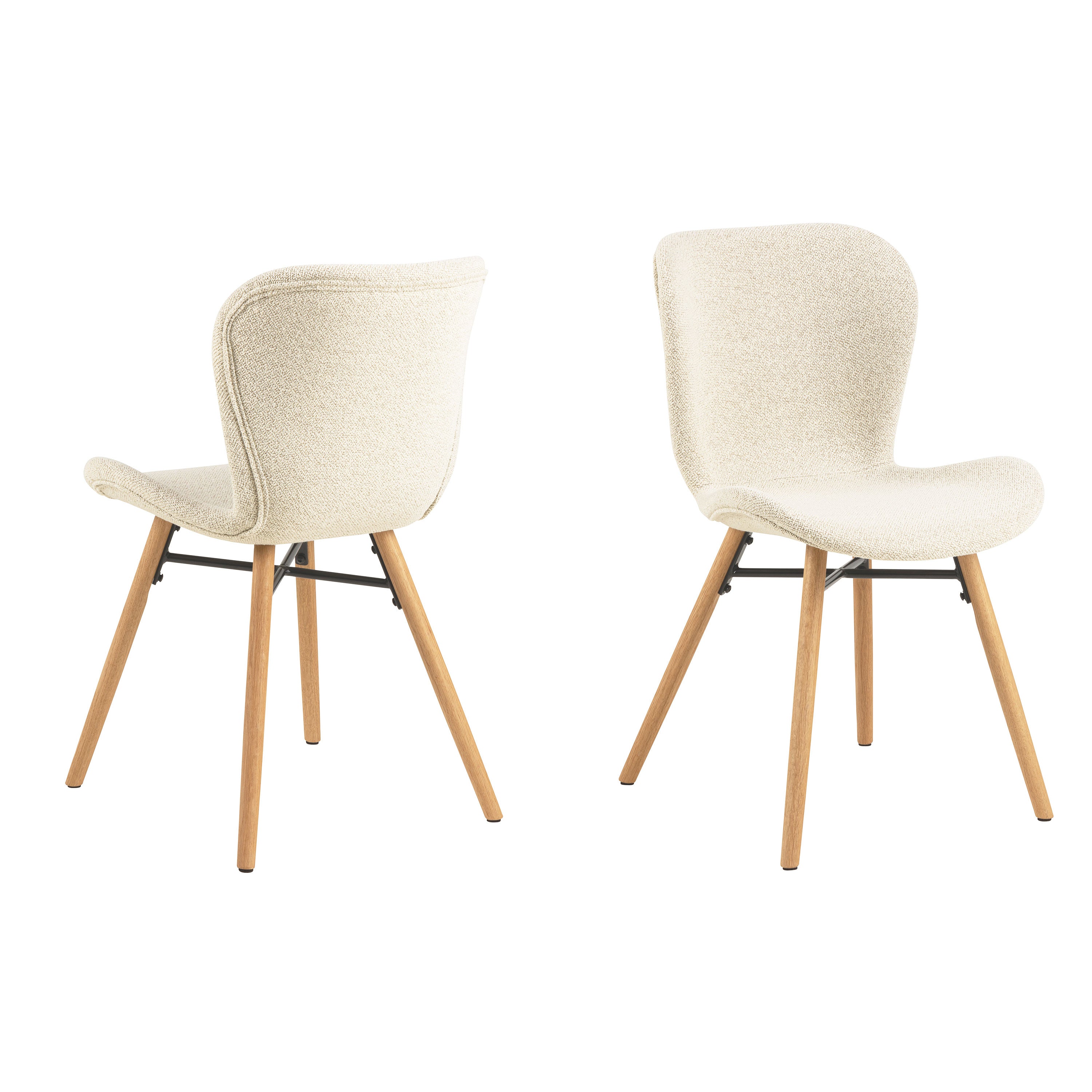 Batilda Dining Chairs with Cream Fabric and Oak Set of 2