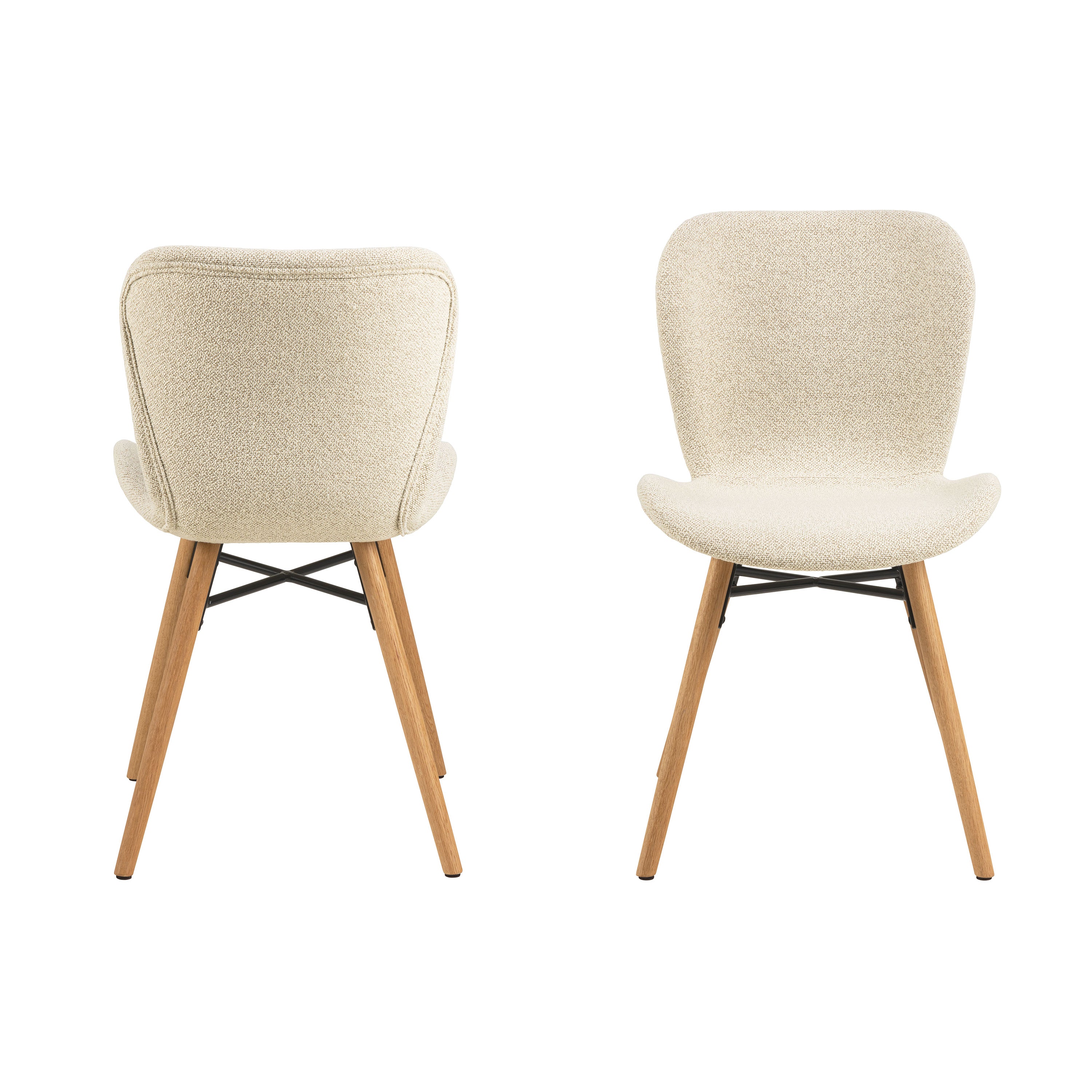 Batilda Dining Chairs with Cream Fabric and Oak Set of 2